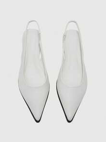 CUCCOO BIZCHIC Women's Pointed Toe Flat White Backless Comfortable Minimalist Slingback Flats, Versatile For Commuting And Daily Wear For Christmas
