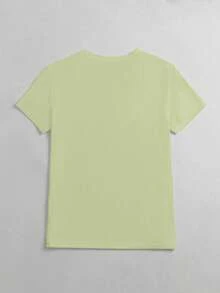 Áo thun nữ tay ngắn cổ chữ V in hình chuồn chuồn xanh - màu xanh lá - Xem 2