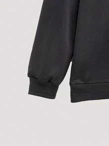 Open Phase 男士字母印花圆领宽松休闲卫衣，春秋季/夏季 - 深灰色 - 查看 5