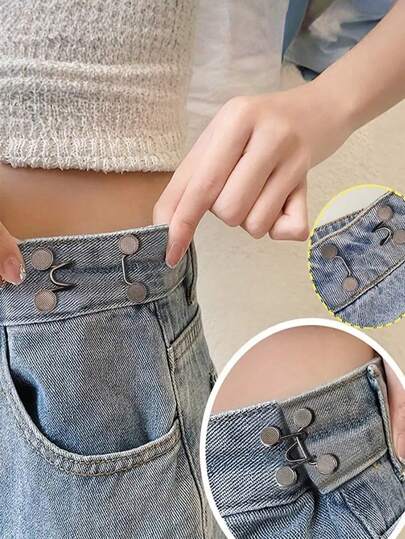 2pcs Adjustable Invisible Belt Set For Women - Instant Buckle Waist Cincher With Sparkle Decor, Suitable For Jeans And Casual Pants - Accessory