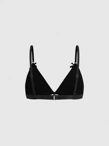 ROMWE Grunge Punk Dark Punk Music Festival Sequin Bow Skull Pendant Triangle Bralette - Black - View 3