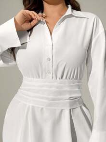 Auralis Quần áo nữ mùa thu 2025 mới nhất phải có, váy sơ mi cài nút màu trắng phong cách Old Money - tay dài, vải lanh, lót thoáng khí & mờ đục, váy đi làm thanh lịch cho công sở C - trắng - Xem 4