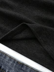 SHEIN 少女纯色星形图案褶皱吊带背心，适合休闲穿着，冬季款 - 黑色 - 查看 6