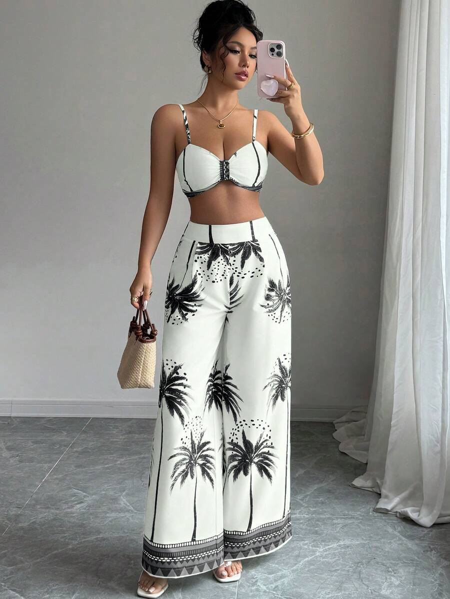 Elenzga Ladies' Elegant Vacation Summer Casual Two Pieces Set - Black - View 1