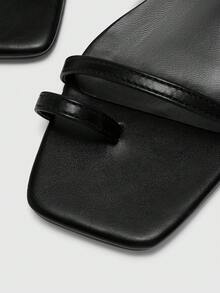 CUCCOO BIZCHIC 女士方头时尚休闲日常穿搭细跟拖鞋 - 黑色 - 查看 5