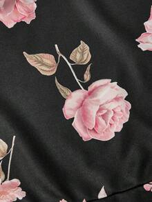 SHEIN MOD 女士百搭黑粉花卉吊带背心，适合工作、派对、休闲、日常穿着、假日、野餐、约会、度假、生日、节日、海滩、情人节、外出、下午茶等场合。 - 黑色 - 查看 12