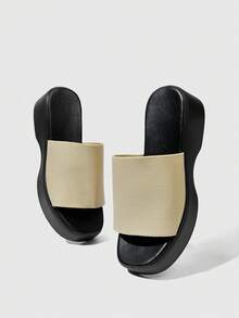 HighSole Giày đế xuồng và sandal đế xuồng đa năng thường ngày dành cho nữ, mùa hè - Màu be - Xem 8