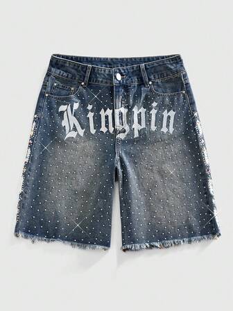 Street Life Short en jean strass pour hommes