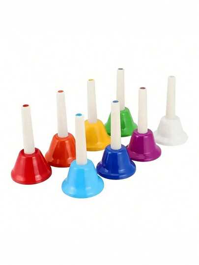 8件套手铃套装 - 多功能乐器，适合音乐爱好者、学生和教师 - 耐用、易演奏，适合课堂教学、演出和练习，便携式乐器，带提手 - 适合节日庆祝活动