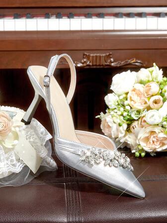 CUCCOO HITCHD Women's Fashionable Elegant Party Rhinestone Decorated Pointed Toe Pumps