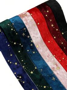 2Meter/Lot Double-Sided Gold Star Golden Velvet Cloth Ribbons 1"(25MM) Bow Cap DIY Clothing Accessories Party Gift - Multicolor - View 2