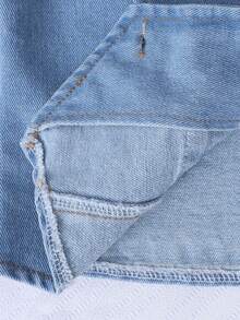 SHEIN Tween Girl Casual Denim Top And Pants Set, Basic V-Neck Sleeveless Top Paired With Loose Straight Leg Jeans, Suitable For Beach, Vacation, Casual Parties And Holidays In Spring, Summer And Autumn, Also Suitable For Outings And Graduation - Medium Wash - View 9