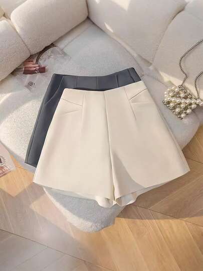 Franclia Petite Commuter Chic Versatile A-Line Pleated Hem Elegant Women Shorts Short Pants Elegant Shorts Two Piece Shorts White Shorts Skirt Shorts