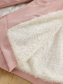 SHEIN 女宝宝蓬松领蝴蝶结装饰风衣，秋冬