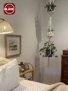 1pc 3 Layer Woven Plant Hanger ,Tassel Plant Pot Holder Stand, Plant Hanger With Hook, Jute Rope Plant Pot Holder, Flower Pot Net Hanging Planter With Tassel, Indoor Hanging Basket For House Plants,Indoor Outdoor Decor - Multicolor - View 2