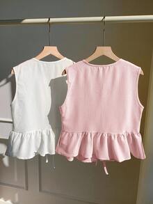 Comfortcana 两件装女士夏季度假衬衫，粉色+白色 - 粉色 - 查看 2