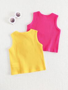 Cozy Pixies 2pcs Baby Girl Floral Print Soft Knit Sleeveless Crew Neck Vest Set - Multicolor - View 2