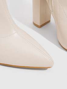 CUCCOO SZL Botas altas hasta la rodilla de tacón grueso para uso casual y de oficina para mujer, otoño/invierno - Albaricoque - Ver 8