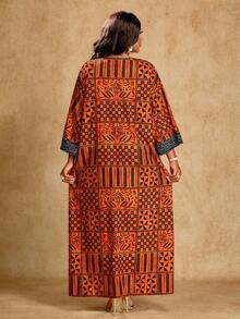 Brilight Damen Orange und Schwarz Muster Modestil, beliebte und bequeme Damenkleidung, lässige Urlaubskleidung und elegante Partymode - Schwarz - Übersicht 2