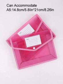 1pc/2pcs Large Capacity A4 File Folder Thick Waterproof Document Bag With Buttons Transparent Student Assignment And Exam Paper Holder Back To School,Back To School,School Supplies - Pink - View 7