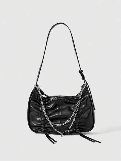 Grunge Punk Nuova borsa a tracolla plissettata, borsa di design di nicchia per donne, in morbida pelle PU di alta qualità e versatile