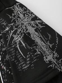 ROMWE MEN Goth Spring/Summer Casual Graphic Men'S Oversized Short Printed T-Shirt - Black - View 6