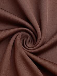 SHEIN LUNE 大码女式两件套，休闲中式度假装，适合圣帕特里克节、复活节、情人节、圣诞节、感恩节等节日，宽松舒适，百搭时尚，春夏皆宜，独立日必备 - 棕色 - 查看 3