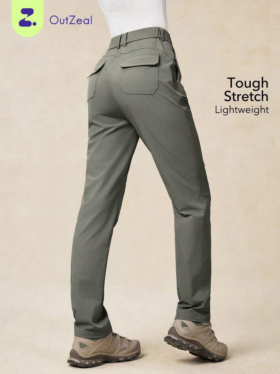 OutZeal Women Water-Resistant Stretchy Nylon Slim Fit Multi Pockets Outdoor Pants Camping Hiking Climbing Fall Winter - Grey - View 1