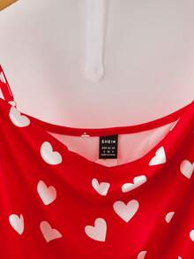 GlowEve Camiseta de satén con estampado de corazón, cuello en V profundo y diseño de tirantes finos, elegante para ir al trabajo, la oficina, de vacaciones, citas, cenas, al aire libre, primavera/verano - Multicolor - Ver 3
