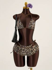 Bonvoyette 3pcs Sequin Trim Bikini Set, Sexy Swimsuit With Briefs For Beach Party, Summer - Multicolor - View 4