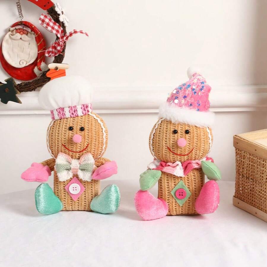 1PC New Christmas Gingerbread Man With Hood, Party Ornament, Gift Figurine, Decoration - Multicolor - View 1