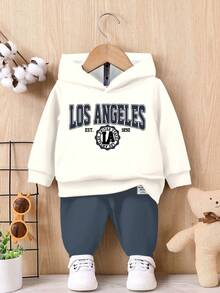 SHEIN Ensemble sweat-shirt à capuche tricoté doux, style décontracté minimaliste, mode classique, style mignon de dessin animé, style preppy, style sportif, ample et confortable, convient pour l'automne/l'hiver - Multicolore - Voir 2