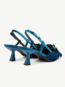 CUCCOO CHICEST Giày cao gót dự tiệc thanh lịch dành cho nữ với họa tiết hoa 3D - Màu xanh lam - Xem 9