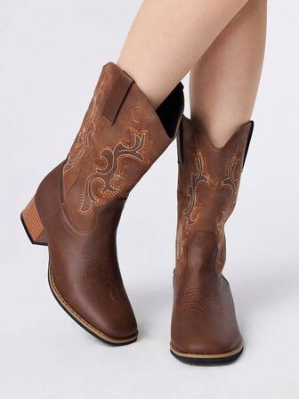 Fairycore Botas de tobillo con cordones de estilo occidental, bordados y parches, para mujer, para primavera/otoño