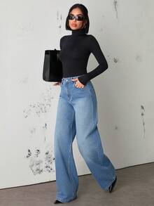 Rafferiza WOMEN STRAIGHT LOW WAIST JEANS - Medium Wash - View 5