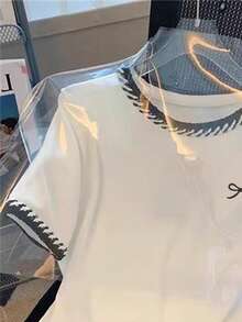 Resyla Áo thun tay ngắn họa tiết tương phản thường ngày dành cho nữ, mùa hè - trắng - Xem 3