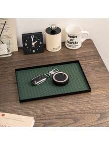 Luxury Faux Leather Storage Tray, Rectangular Bathroom Tray, Black/White/Brown Optional, Suitable For Bathroom Towel Storage, Entryway Key Tray, Aromatherapy/Cosmetics/Lipstick/Perfume Organizer, Living Room Desktop Storage Dish, Hotel Decorative Storage Plate - Multicolor - View 2