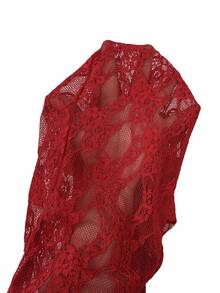 Radiana Women's Sexy & Elegant Red Lace 2-Piece Set, Includes Thick Ribbed Bandeau Top And Lace Flare Pants, High Elasticity Fabric Contouring Body, Suitable For Dates, Gatherings, Parties, Clubs, Nightlife,Spring To Summer, - Red - View 7