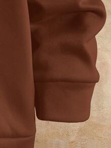 Manfinity NXTstreet Herren Langarm Lässig Farbblock Patchwork Sweatshirt, Herbst/Winter braunes Sweatshirt Oberteil für Herren Sweatshirt für Herren