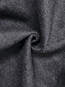 Aloruh Áo khoác len pha trộn thời trang thu/đông cho nữ, cổ áo choàng, chắp vá, cổ tay bằng lông nhân tạo - Màu xám đen - Xem 7