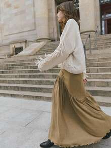 Nöista 优雅的棕色半身裙，采用不对称设计和飘逸的廓形；是夏季服装/春假服装造型和女士春假服装系列的时尚之选。 - 棕色 - 查看 2