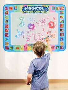 儿童水彩画布大号涂鸦本，安全水溶性颜料，绘画干燥不留痕迹，幼儿园亲子互动玩具，培养儿童创造力，防水防撕裂布料，卷筒设计，方便收纳，圣诞节涂鸦水彩画布艺术启蒙必备工具，防水便携旅行画板，万圣节感恩节礼物优化 - 彩色 - 查看 4