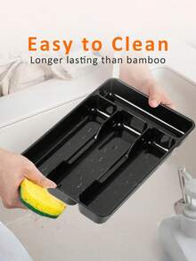 1PC Japanese Style Silverware Organizer, Multi-Compartment Drawer Tray For Forks, Spoons, Knives, Chopsticks, Space Saving Kitchen Utensil Storage Box, Perfect For Home.