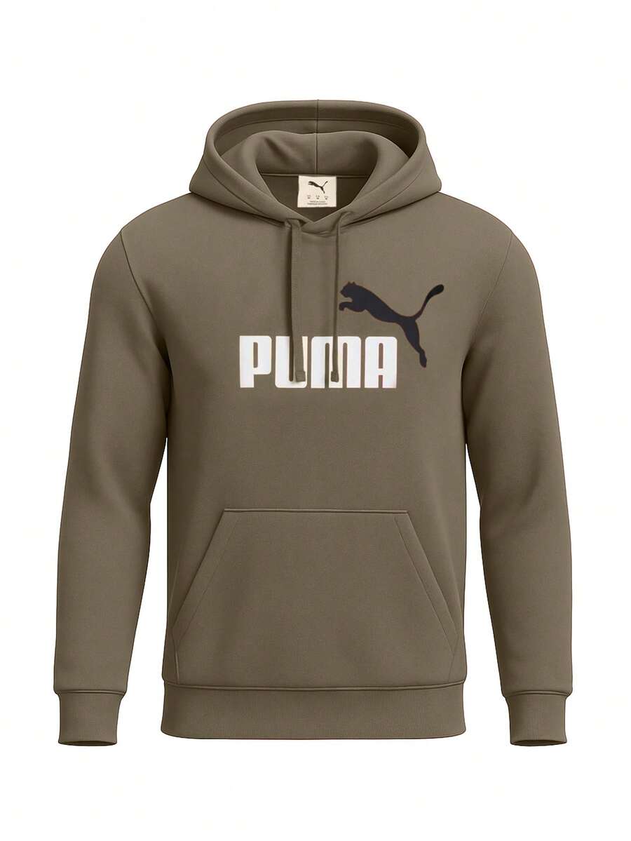 Puma Essentials Men Hoodie Green - BROWN - View 1