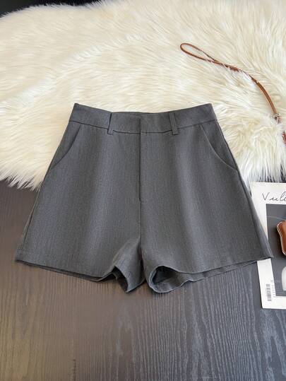 Pariaura 女士休闲通勤纯色口袋短裤