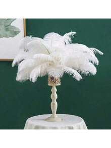 5 plumas blancas artificiales largas, adecuadas para decoración de escenario, decoración de boda, Día de San Valentín, fiesta, arreglos florales y manualidades - Blanco - Ver 10