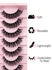 10 Pairs D Curl Russian Strip False Eyelashes Natural Look Fluffy Faux Mink Lashes Volume Wispy Long Foxy Eye Lifting Look Fake Eyelashes - Criss Cross lashes - View 7