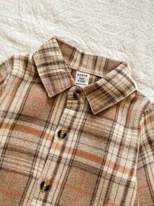 SHEIN Vintaside Kids Baby Boy Spring/Autumn Plaid Collar Long Sleeve Casual Fashionable Shirt Paired With Versatile Washed Denim Pants Set - Multicolor - View 5