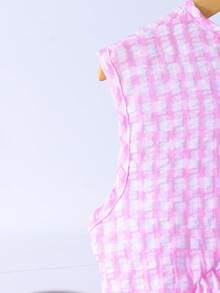 女童无袖荷叶边露背长裤夏季套装 - 粉色 - 查看 7