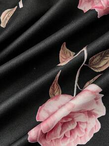 SHEIN MOD 女士百搭黑粉花卉吊带背心，适合工作、派对、休闲、日常穿着、假日、野餐、约会、度假、生日、节日、海滩、情人节、外出、下午茶等场合。 - 黑色 - 查看 11